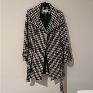 Calvin Klein Black and White Houndstooth Women's Coat
